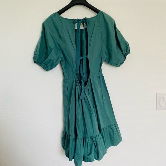 Peter‎ Som Green Puff Sleeve Tiered Mini Dress 10 - Picture 4 of 9